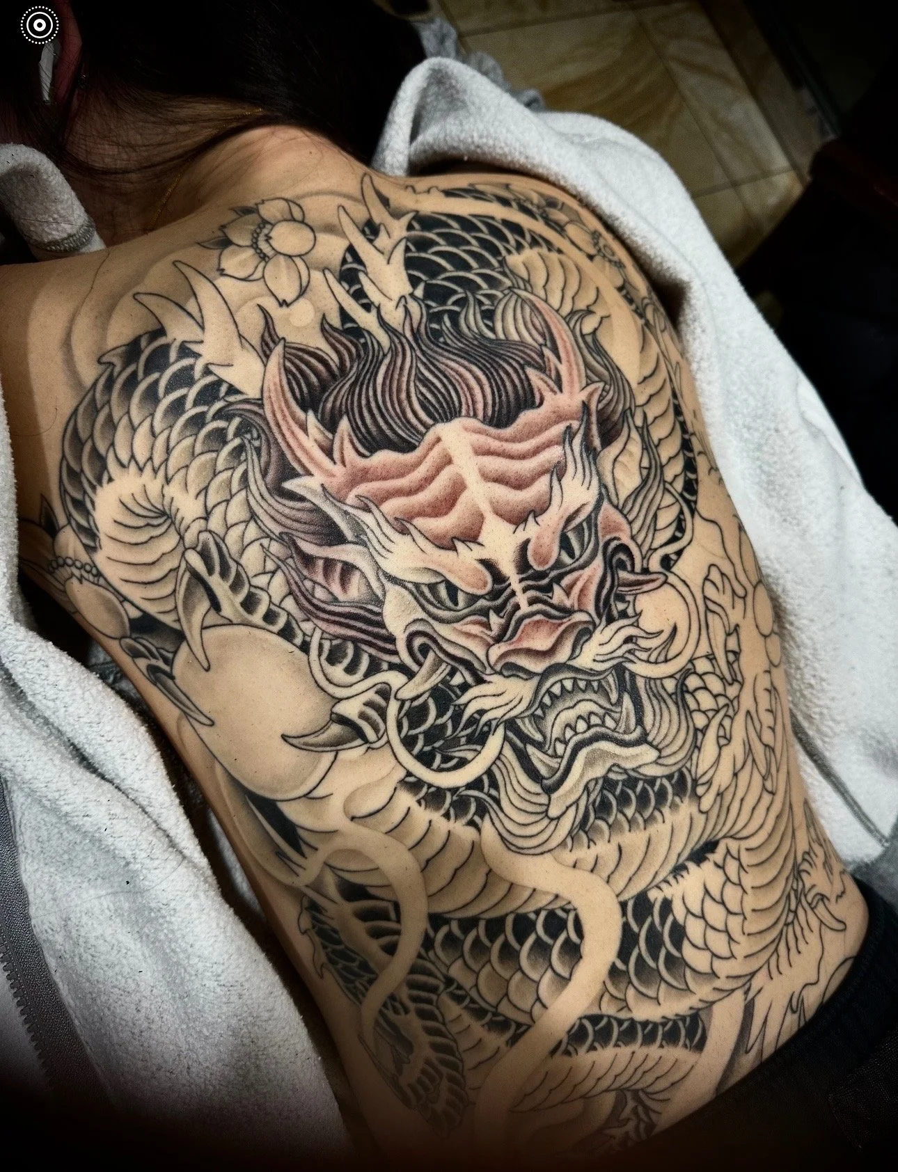 Japanese Traditional tattoo by Tom 9 Dragons