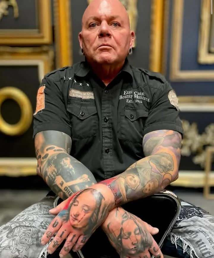 Color and black grey patchwork sleeve tattoos with portraits and skulls