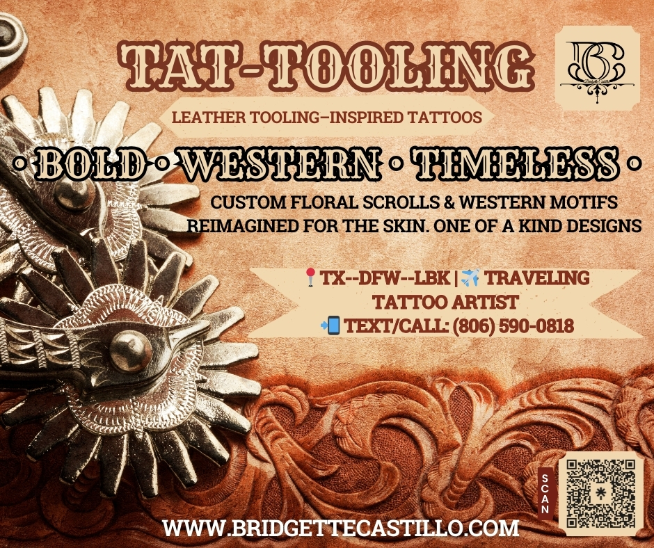 Custom leather tooling inspired floral scrolls and western motifs ornamental design