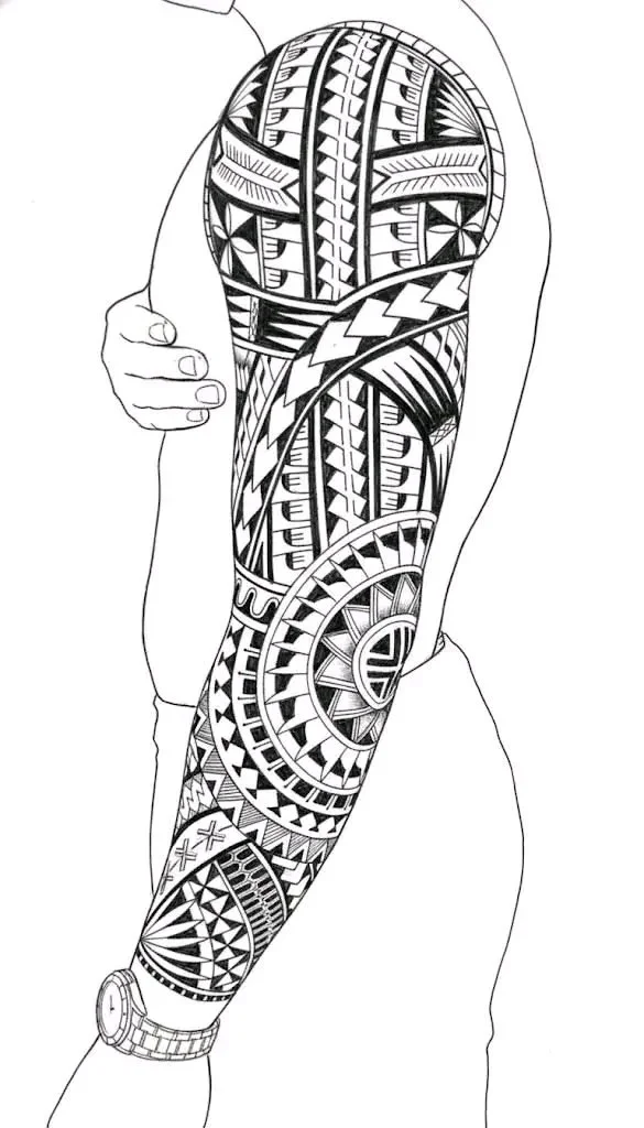 Dark lines tribal sleeve,Maori