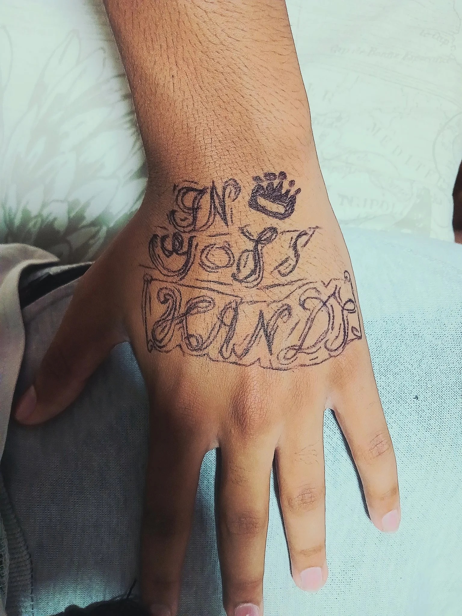 Script tattoo by Rohan Tempies