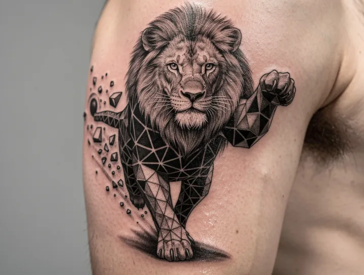 AI-generated lion tattoo