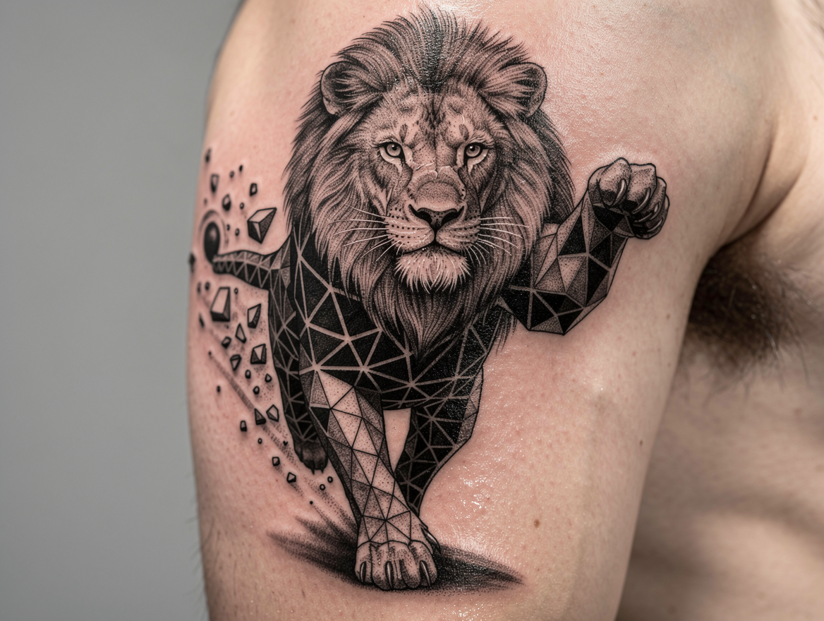 AI-generated lion tattoo