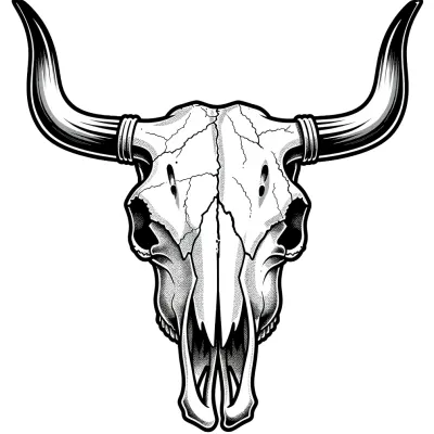 Bull Skull tattoo flash design