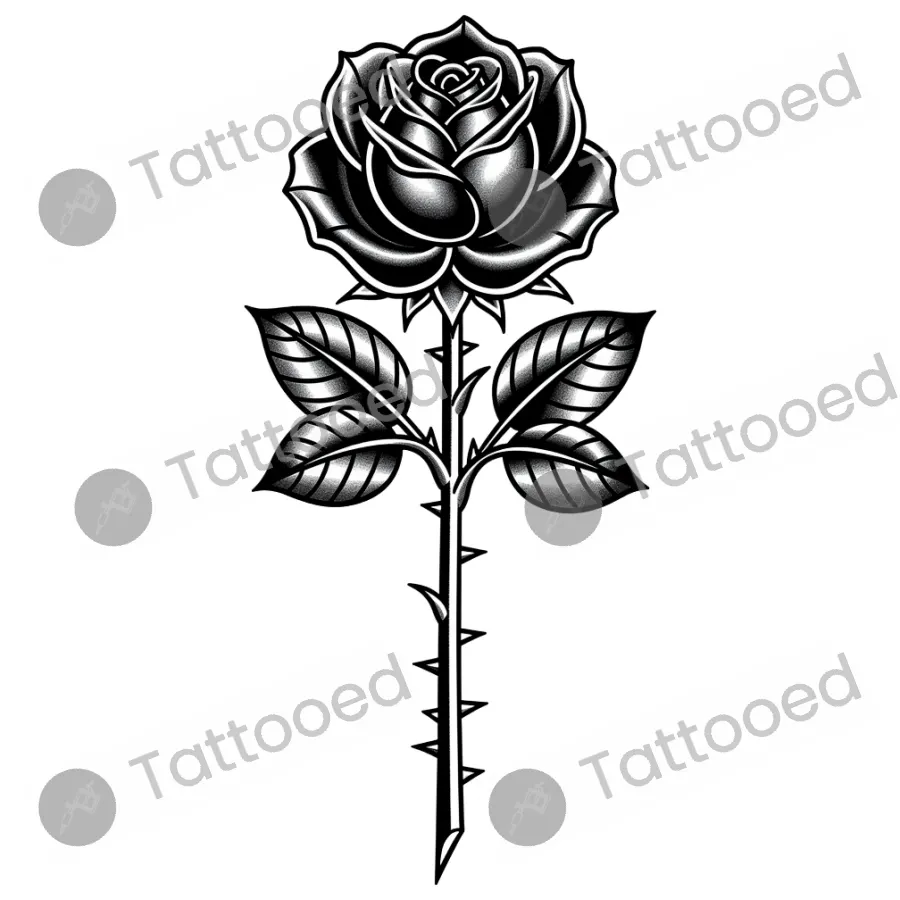 Rose, blackwork tattoo flash design