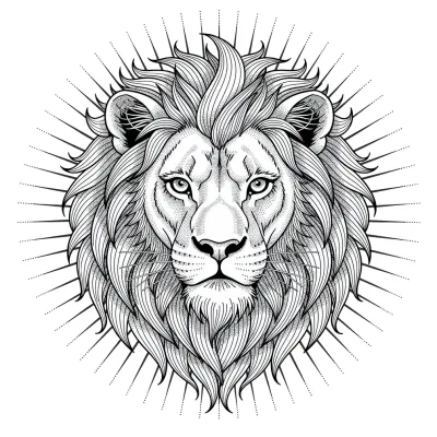 Leo Lion, Fine Line tattoo flash design