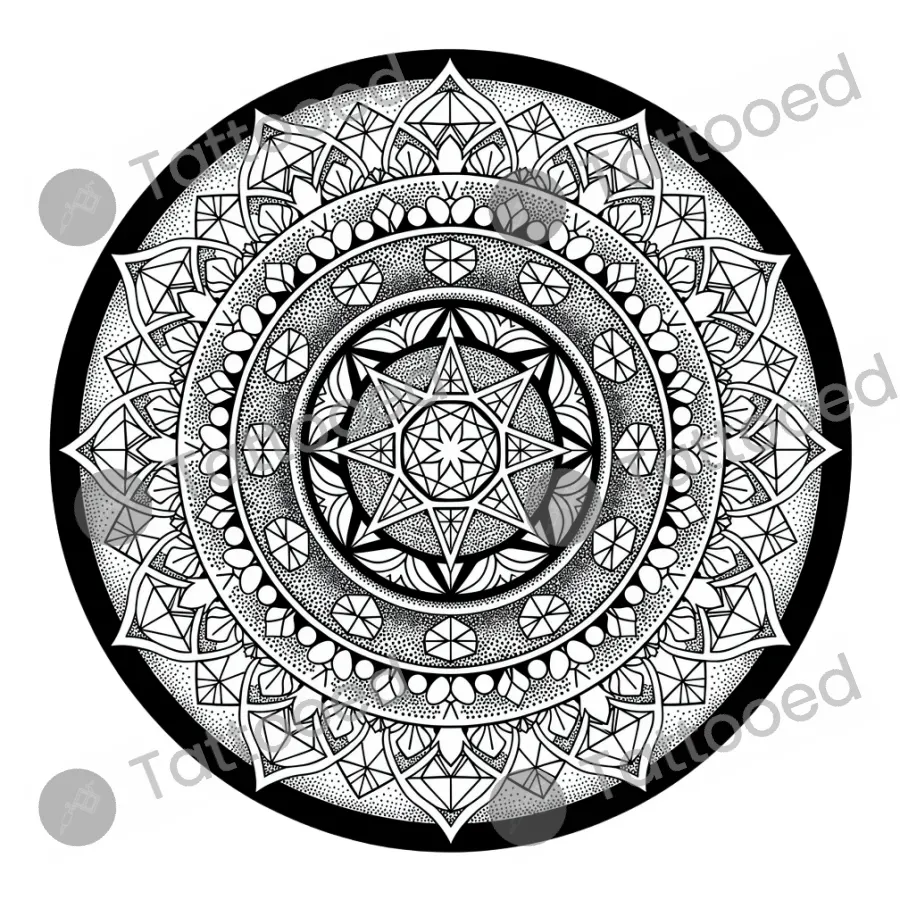 Geometric Mandala, geometric tattoo flash design