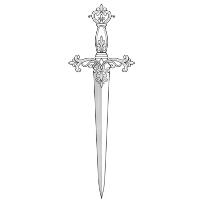 Small Dagger, Fine Line tattoo flash design