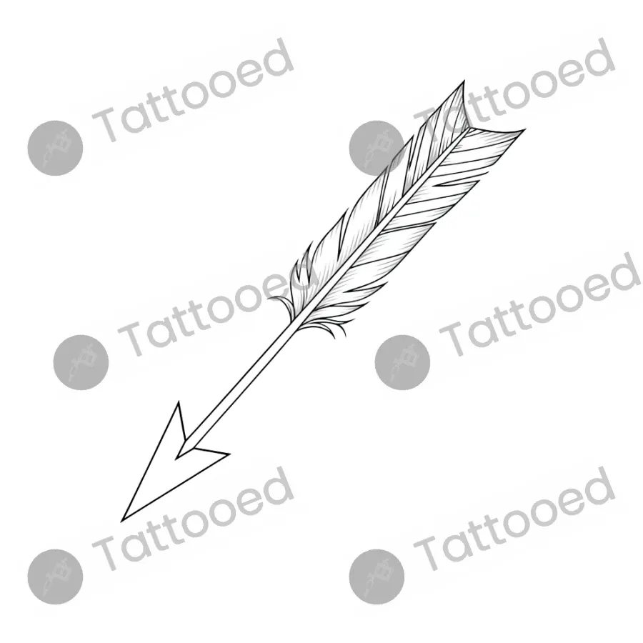 Small Arrow, fine line tattoo flash design