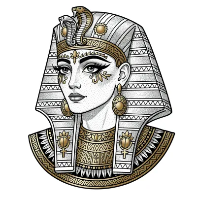 Cleopatra, Fine Line tattoo flash design