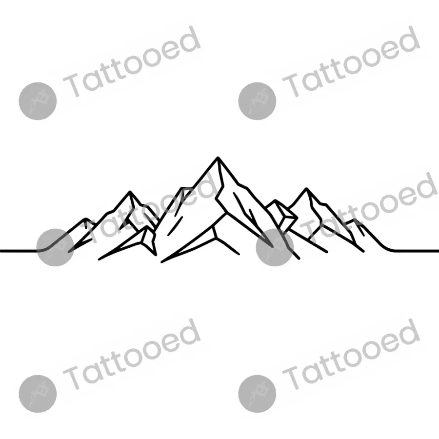 Minimalist Mountain Range, fine line tattoo flash design