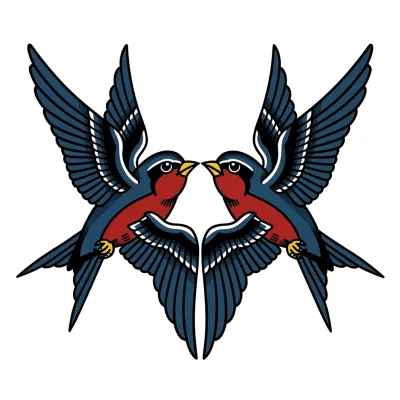 Traditional Swallow Color, Traditional tattoo flash design