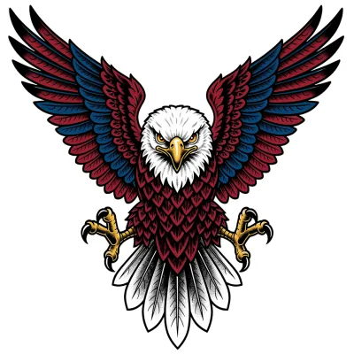 Neo-Traditional Eagle Color, Neo-Traditional tattoo flash design