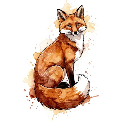 Watercolor Fox, Watercolor tattoo flash design