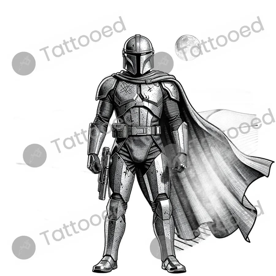 Space Bounty Hunter, realism tattoo flash design