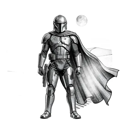 Space Bounty Hunter tattoo flash design