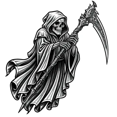 Grim Reaper tattoo flash design