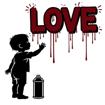 Street Art Child Painting, Blackwork tattoo flash design