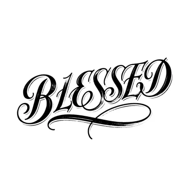 Blessed, Lettering tattoo flash design