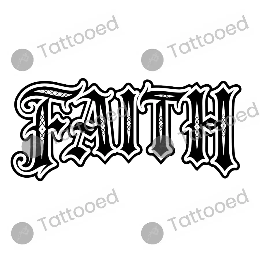 Faith, lettering tattoo flash design