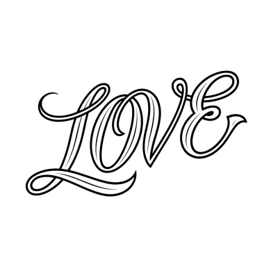 Love, Fine Line tattoo flash design