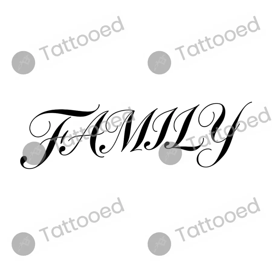 Family, lettering tattoo flash design