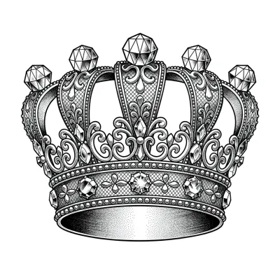 King Crown, Fine Line tattoo flash design