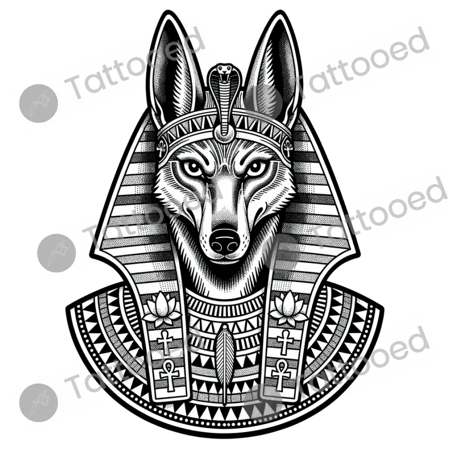 Anubis, blackwork tattoo flash design
