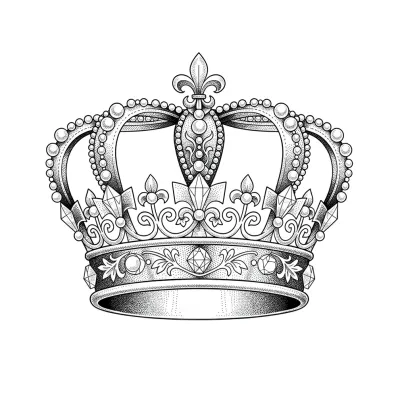 Queen Crown, Fine Line tattoo flash design