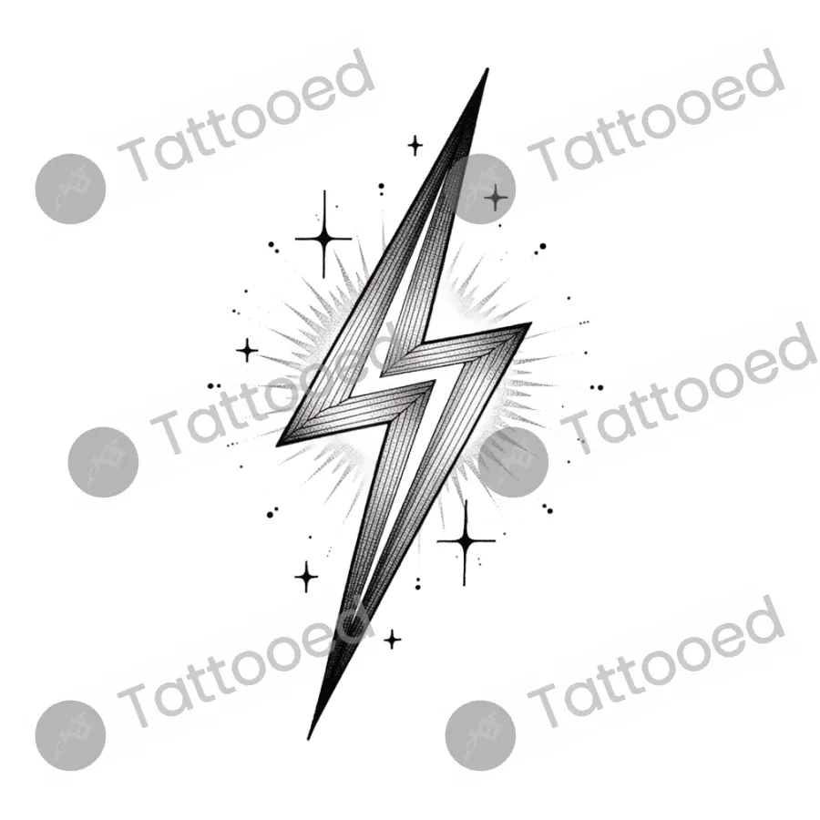 Micro Lightning Bolt, fine line tattoo flash design
