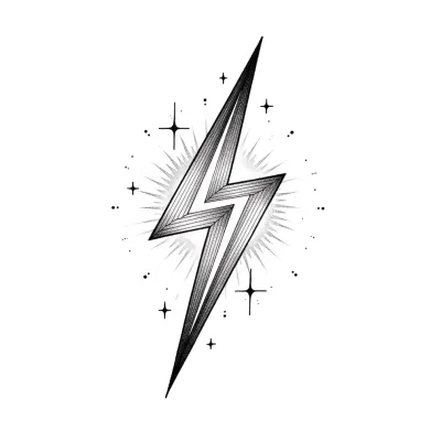 Micro Lightning Bolt, Fine Line tattoo flash design