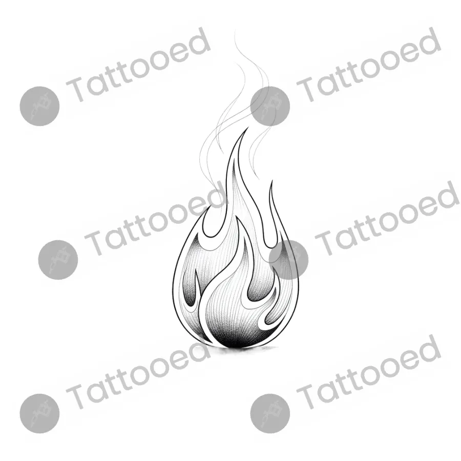 Micro Flame, fine line tattoo flash design