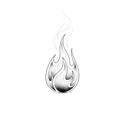 Micro Flame, Fine Line tattoo flash design