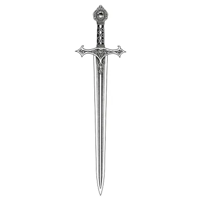 Micro Ornate Sword tattoo flash design