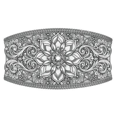 Ornamental Wrist Cuff, Fine Line tattoo flash design