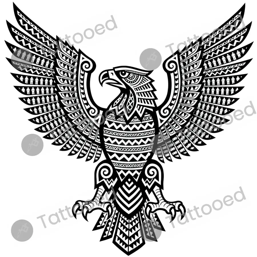 Polynesian Eagle, blackwork tattoo flash design