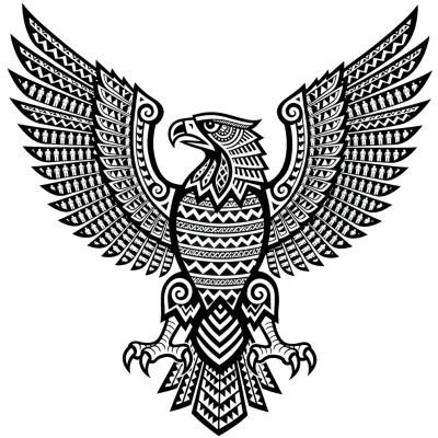 Polynesian Eagle, Blackwork tattoo flash design