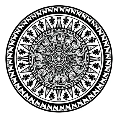Polynesian Tribal Mandala, Blackwork tattoo flash design