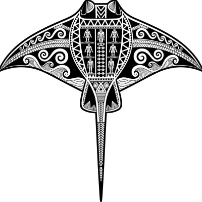 Polynesian Stingray, Blackwork tattoo flash design