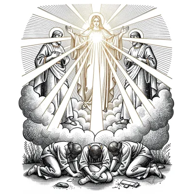 The Transfiguration of Christ, Fine Line tattoo flash design