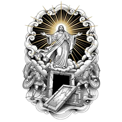 The Resurrection, Fine Line tattoo flash design