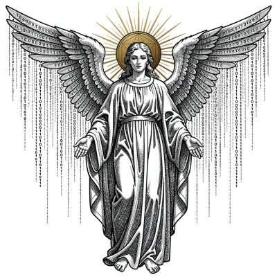 Digital Angel tattoo flash design