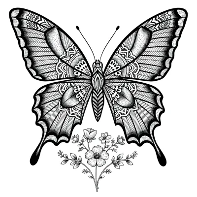 Butterfly tattoo flash design