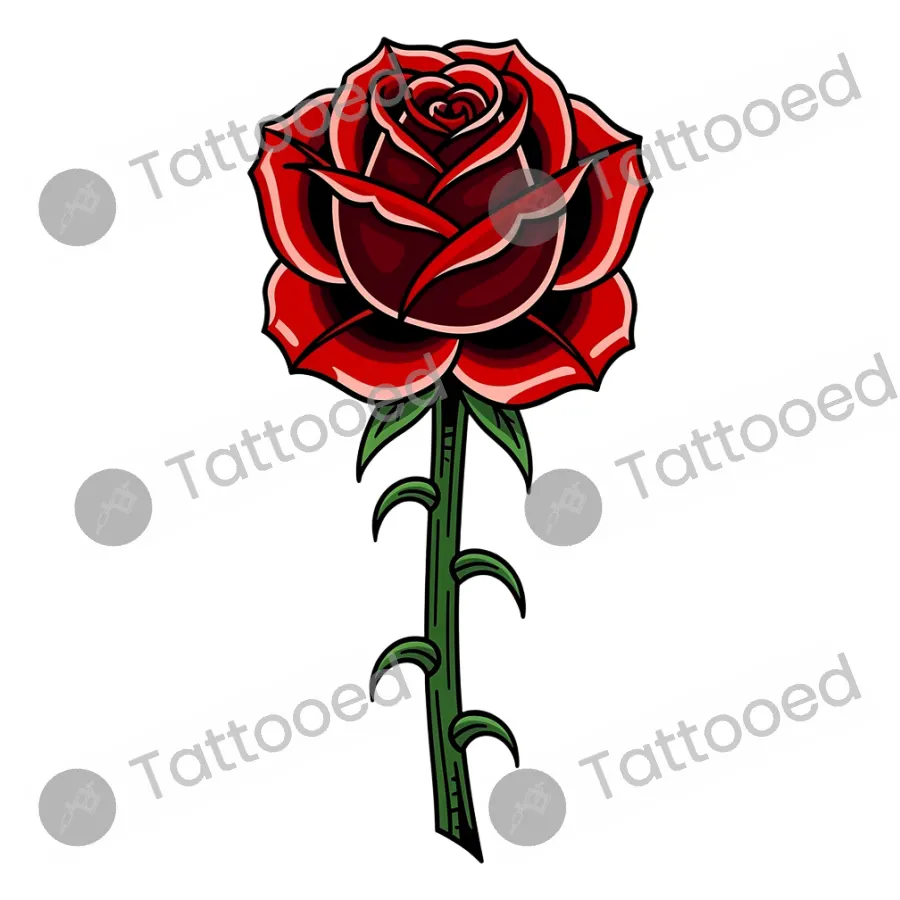 Traditional Red Rose, traditional tattoo flash design