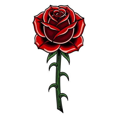 Traditional Red Rose tattoo flash design