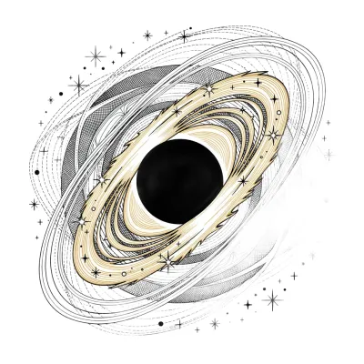Black Hole Event Horizon, Fine Line tattoo flash design