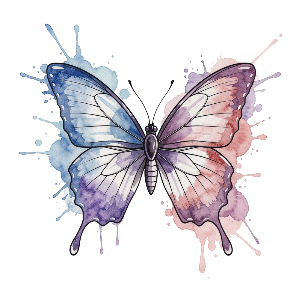 Watercolor Butterfly, watercolor tattoo flash design
