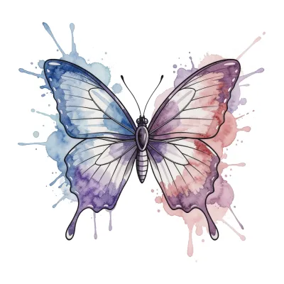 Watercolor Butterfly tattoo flash design