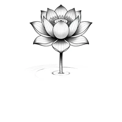 Micro Lotus on Still Water, Fine Line tattoo flash design