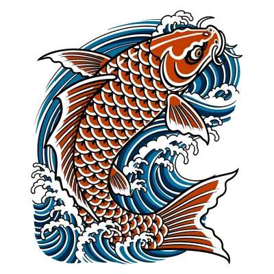 Koi Fish (Color) tattoo flash design